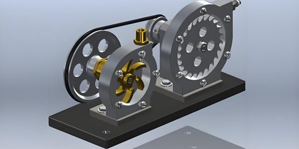 Hydraulic turbine showing fluid energy conversion to mechanical energy